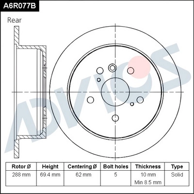 Тормозной диск ADVICS A6R077B