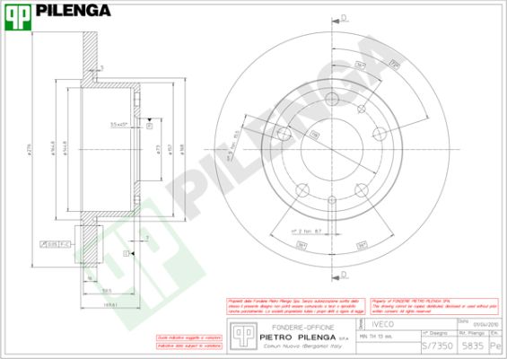 Тормозной диск PILENGA 5835