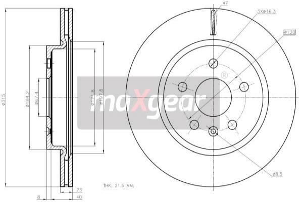 Тормозной диск MAXGEAR 19-2368