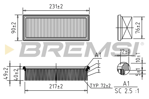 Воздушный фильтр BREMSI FA0544