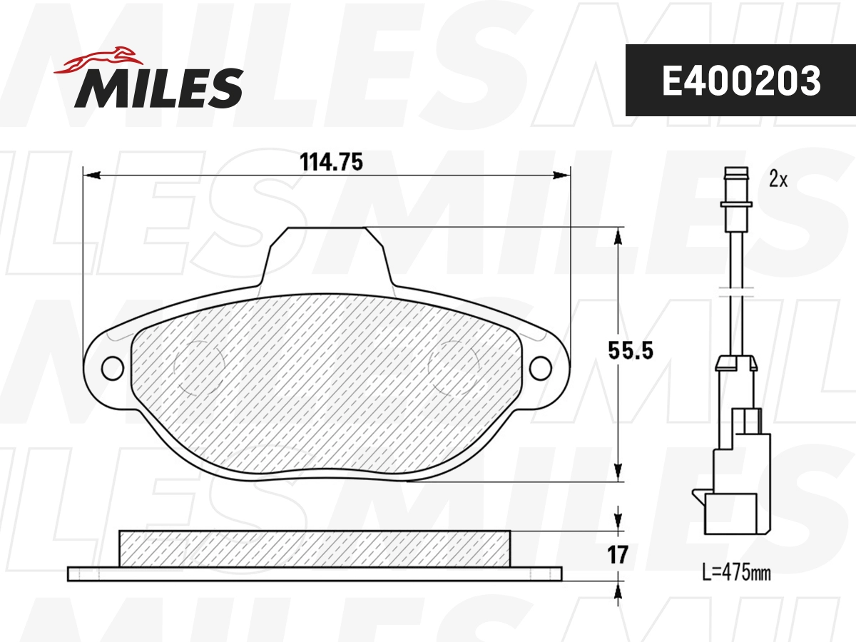 Комплект тормозных колодок дисковый тормоз MILES E400203