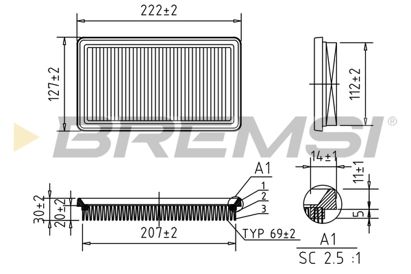 Воздушный фильтр BREMSI FA0587