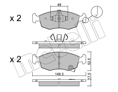 Комплект тормозных колодок дисковый тормоз METELLI 22-0274-5