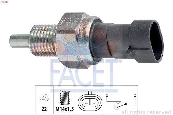 Выключатель фара заднего хода made in italy - oe equivalent FACET 7.6117