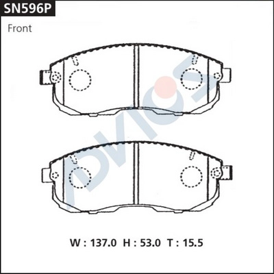 Комплект тормозных колодок дисковый тормоз ADVICS SN596P