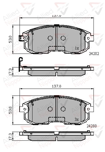 Комплект тормозных колодок дисковый тормоз anl braking ALLIED NIPPON ADB32025