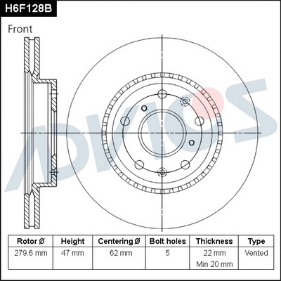 Тормозной диск ADVICS H6F128B