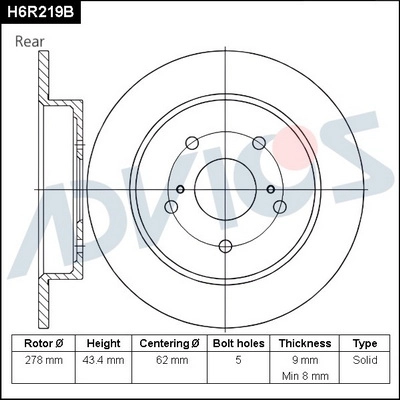 Тормозной диск ADVICS H6R219B