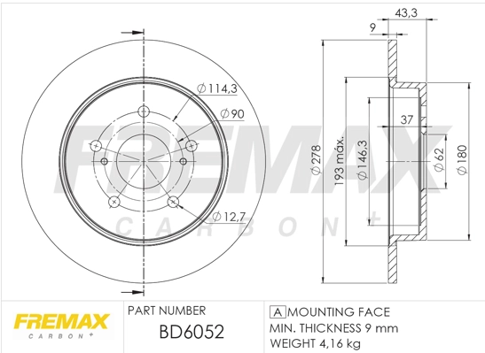 Тормозной диск FREMAX BD-6052