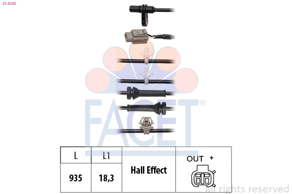 Датчик частота вращения колеса made in italy - oe equivalent FACET 21.0245