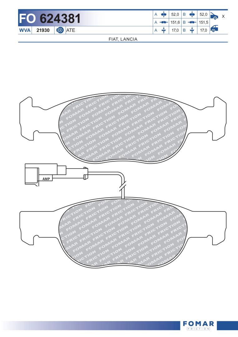 Комплект тормозных колодок дисковый тормоз FOMAR FRICTION FO 624381