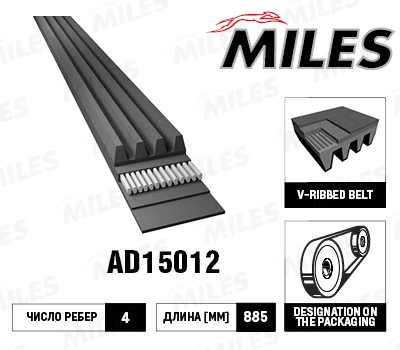 Поликлиновой ремень MILES AD15012
