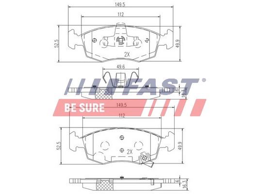 Комплект тормозных колодок дисковый тормоз FAST FT29042