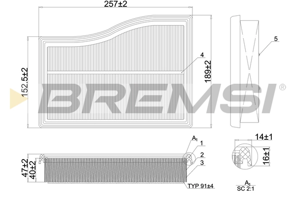 Воздушный фильтр BREMSI FA1101
