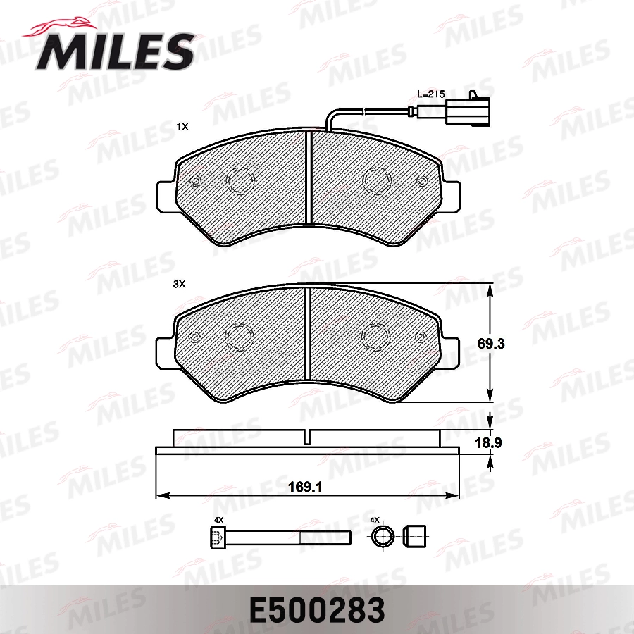 Комплект тормозных колодок дисковый тормоз MILES E500283