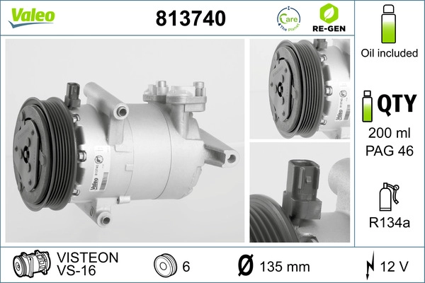Компрессор кондиционер valeo re-gen remanufactured VALEO 813740