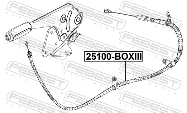 Тросик cтояночный тормоз FEBEST 25100-BOXIII