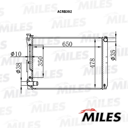 Радиатор охлаждение двигателя MILES ACRB392