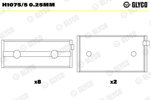 Подшипник коленвала GLYCO H1075/5 0.25mm