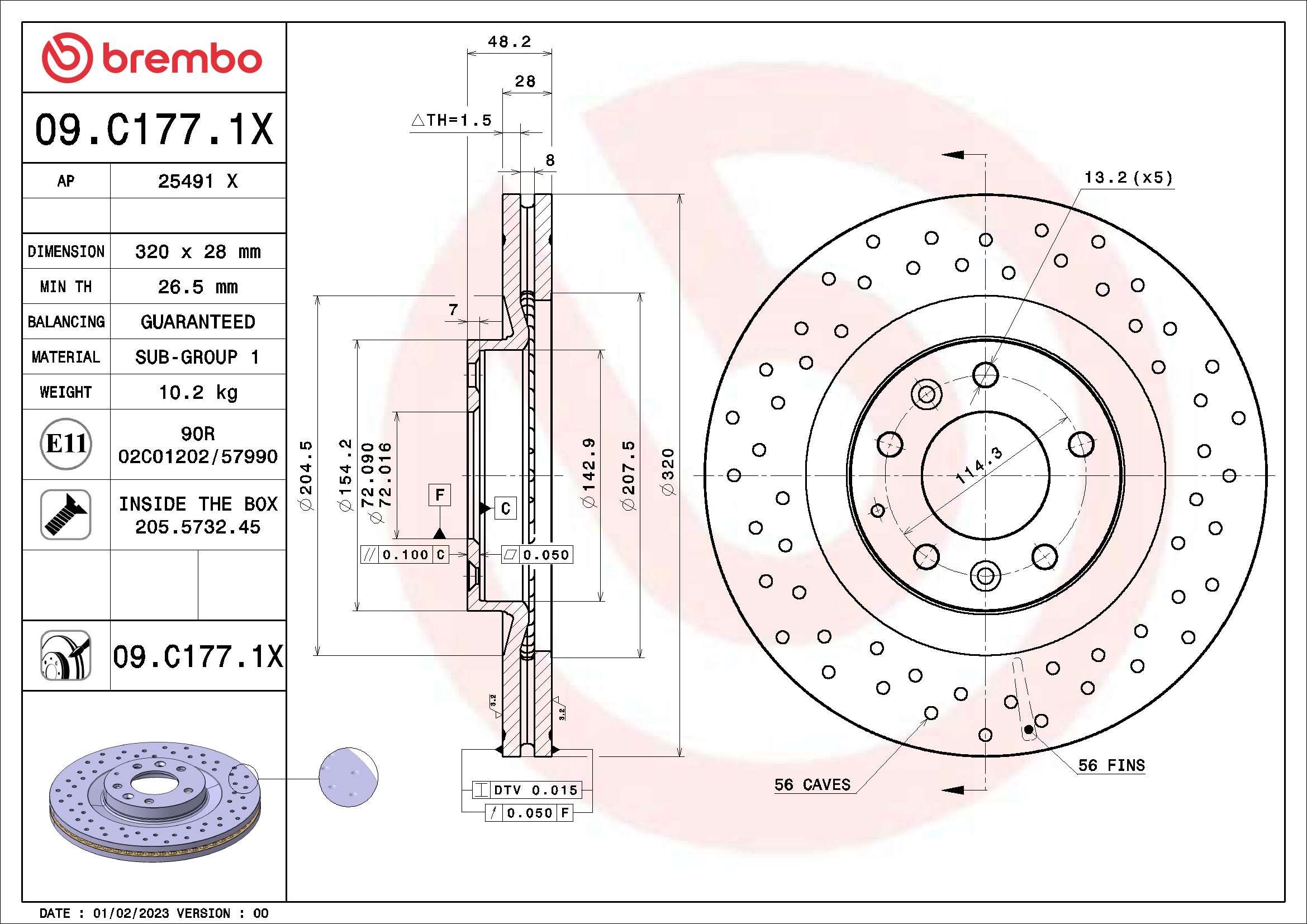 Тормозной диск xtra line - xtra BREMBO 09.C177.1X