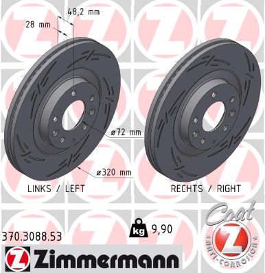 Тормозной диск black z ZIMMERMANN 370.3088.53