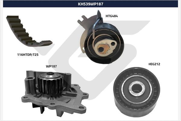 Водяной насос + комплект зубчатого ремня HUTCHINSON KH 539WP187