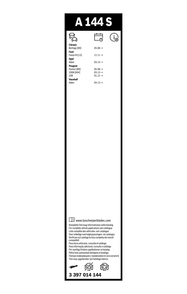 Щетка стеклоочистителя aerotwin BOSCH 3 397 014 144