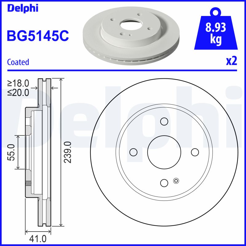 Тормозной диск DELPHI BG5145C