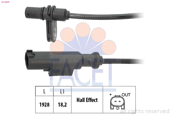 Датчик частота вращения колеса made in italy - oe equivalent FACET 21.0247