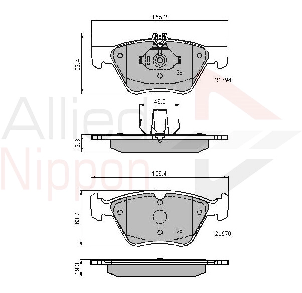 Комплект тормозных колодок дисковый тормоз anl braking ALLIED NIPPON ADB0913