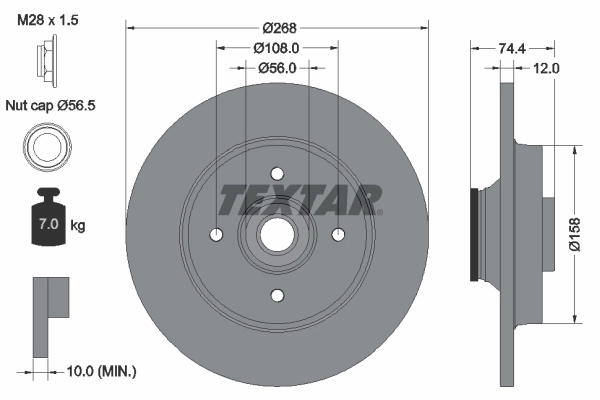Тормозной диск pro TEXTAR 92168703