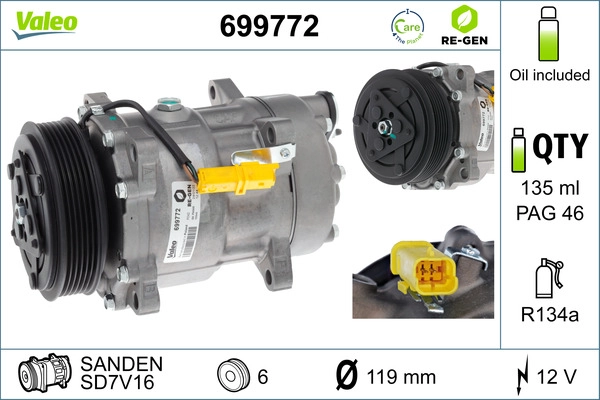 Компрессор кондиционер valeo re-gen remanufactured VALEO 699772