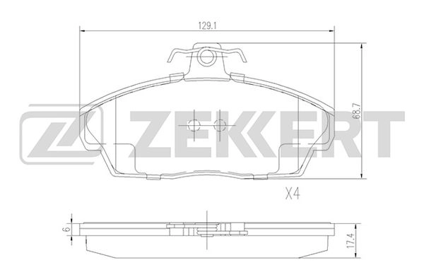 Комплект тормозных колодок дисковый тормоз ZEKKERT BS-2386
