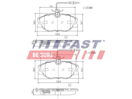 Комплект тормозных колодок дисковый тормоз FAST FT29054
