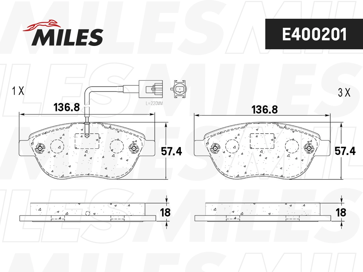 Комплект тормозных колодок дисковый тормоз MILES E400201