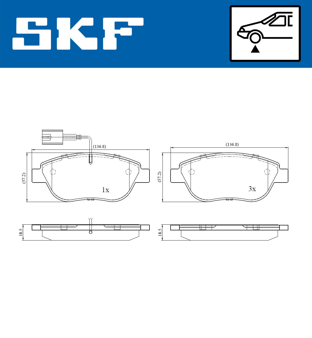 Комплект тормозных колодок дисковый тормоз SKF VKBP 80217 E
