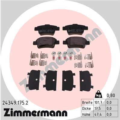 Комплект тормозных колодок дисковый тормоз ZIMMERMANN 24349.175.2