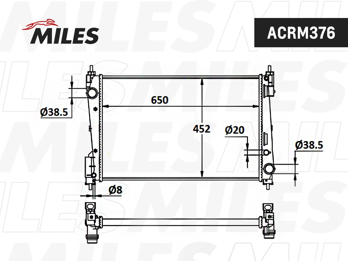 Радиатор охлаждение двигателя MILES ACRM376