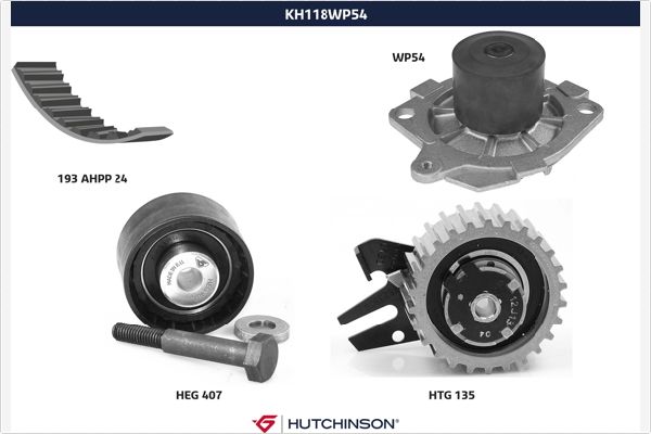 Водяной насос + комплект зубчатого ремня HUTCHINSON KH 118WP54