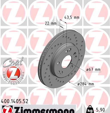 Тормозной диск sport brake disc z ZIMMERMANN 400.1405.52