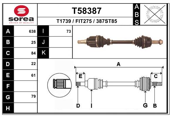 Приводной вал EAI T58387