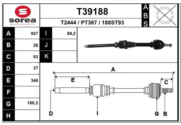 Приводной вал EAI T39188