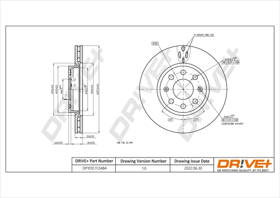 Тормозной диск DR!VE+ DP1010.11.0484
