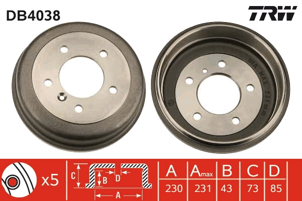 Тормозной барабан TRW DB4038