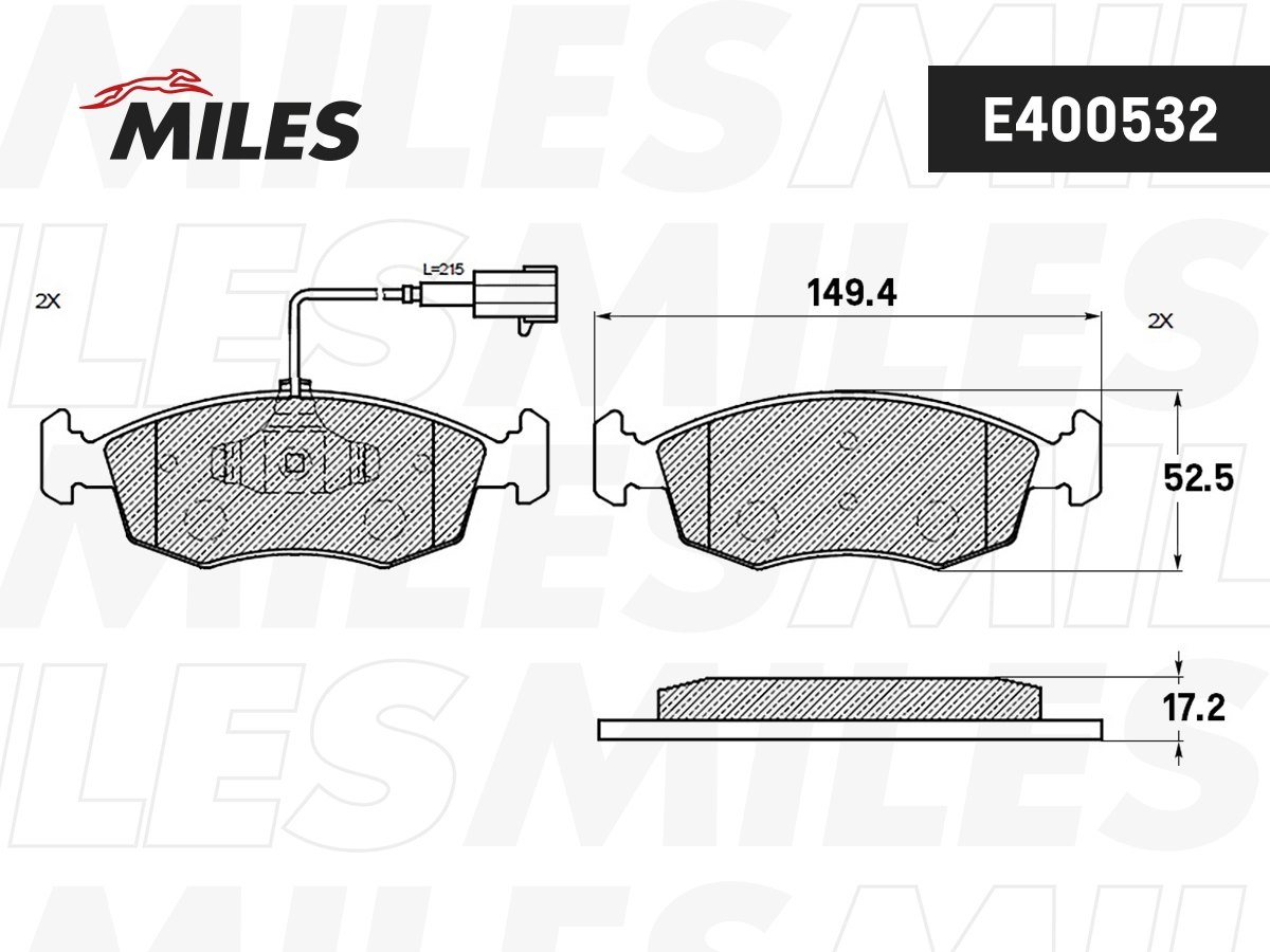 Комплект тормозных колодок дисковый тормоз MILES E400532