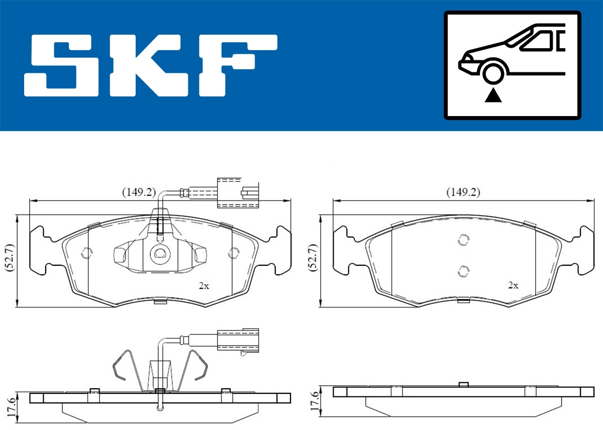 Комплект тормозных колодок дисковый тормоз SKF VKBP 80146 E