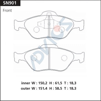 Комплект тормозных колодок дисковый тормоз ADVICS SN901