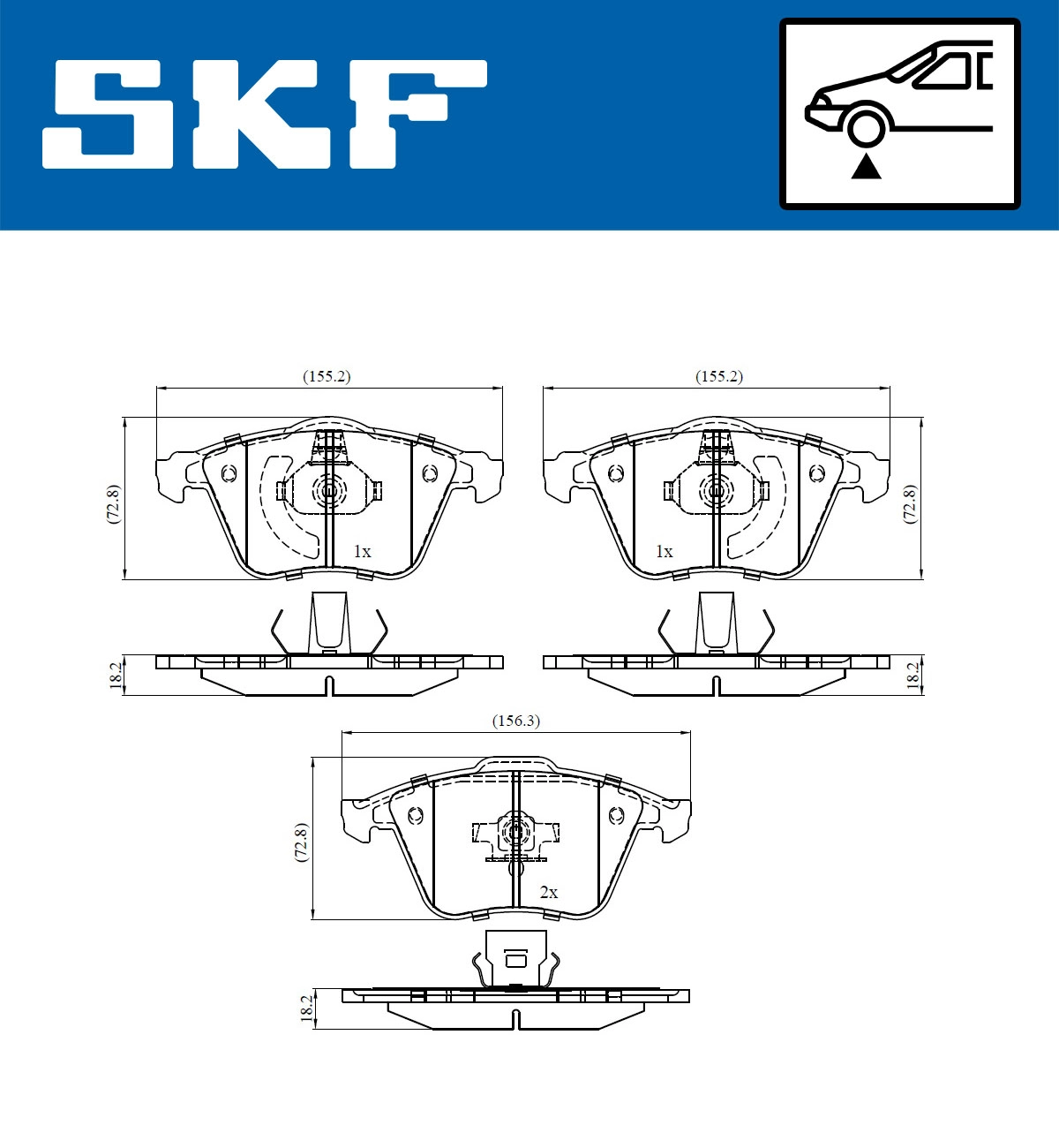 Комплект тормозных колодок дисковый тормоз SKF VKBP 80272