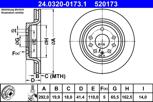 Тормозной диск powerdisc ATE 24.0320-0173.1