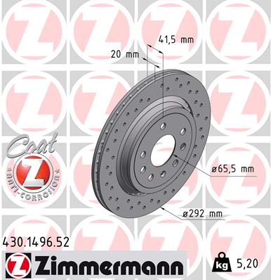 Тормозной диск sport brake disc z ZIMMERMANN 430.1496.52